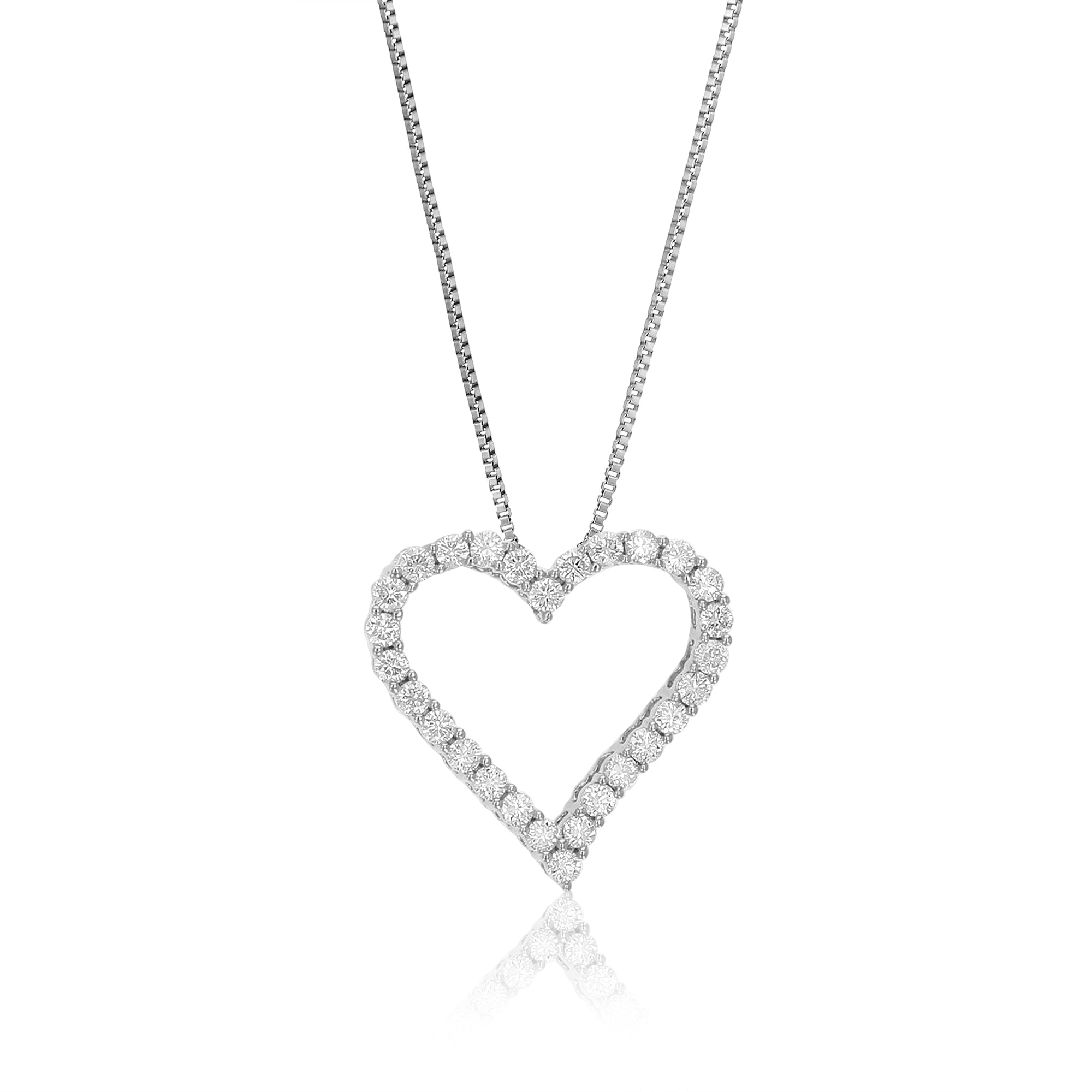 1/2 cttw Diamond Pendant Necklace for Women, Lab Grown Diamond Heart Pendant Necklace in .925 Sterling Silver with Chain, Size 2/3 Inch