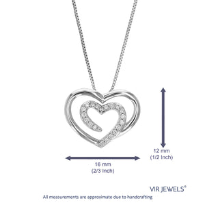 1/10 cttw Diamond Pendant Necklace for Women, Lab Grown Diamond Heart Pendant Necklace in .925 Sterling Silver with Chain, Size 1/2 Inch