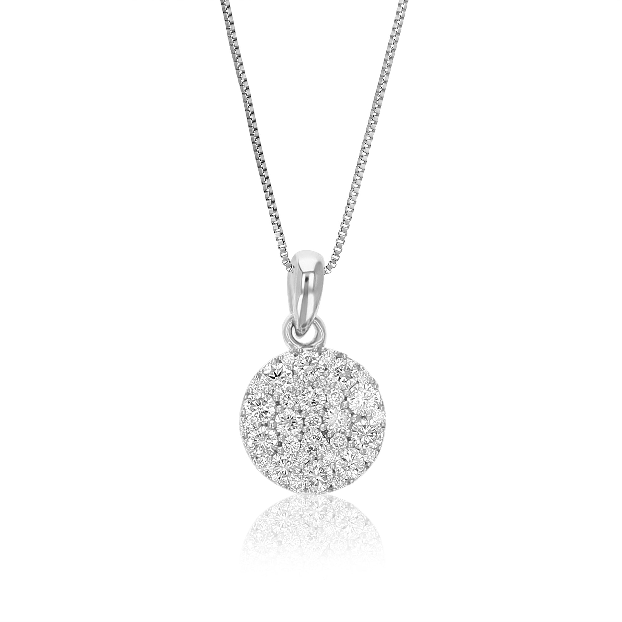 1/2 cttw Diamond Pendant Necklace for Women, Lab Grown Diamond Cluster Pendant Necklace in .925 Sterling Silver with Chain, Size 1/2 Inch