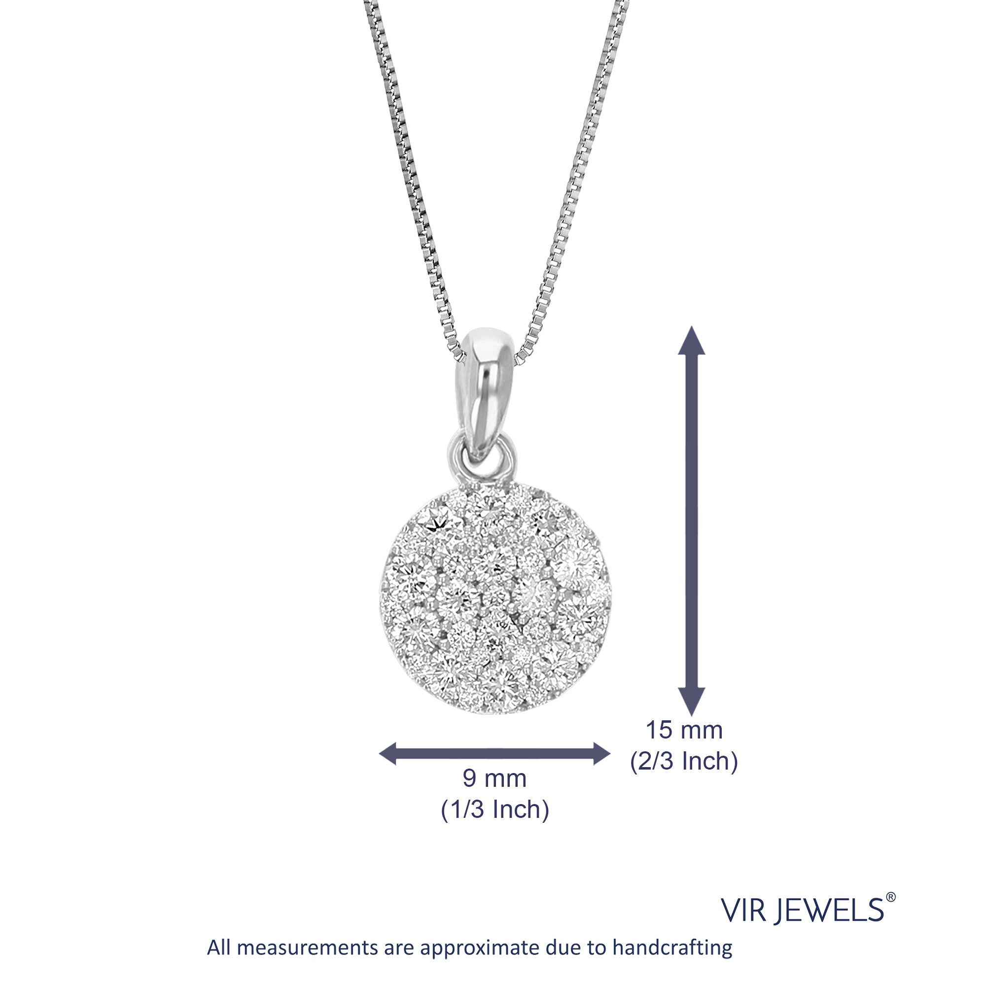 1/2 cttw Diamond Pendant Necklace for Women, Lab Grown Diamond Cluster Pendant Necklace in .925 Sterling Silver with Chain, Size 1/2 Inch