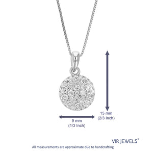 1/2 cttw Diamond Pendant Necklace for Women, Lab Grown Diamond Cluster Pendant Necklace in .925 Sterling Silver with Chain, Size 1/2 Inch