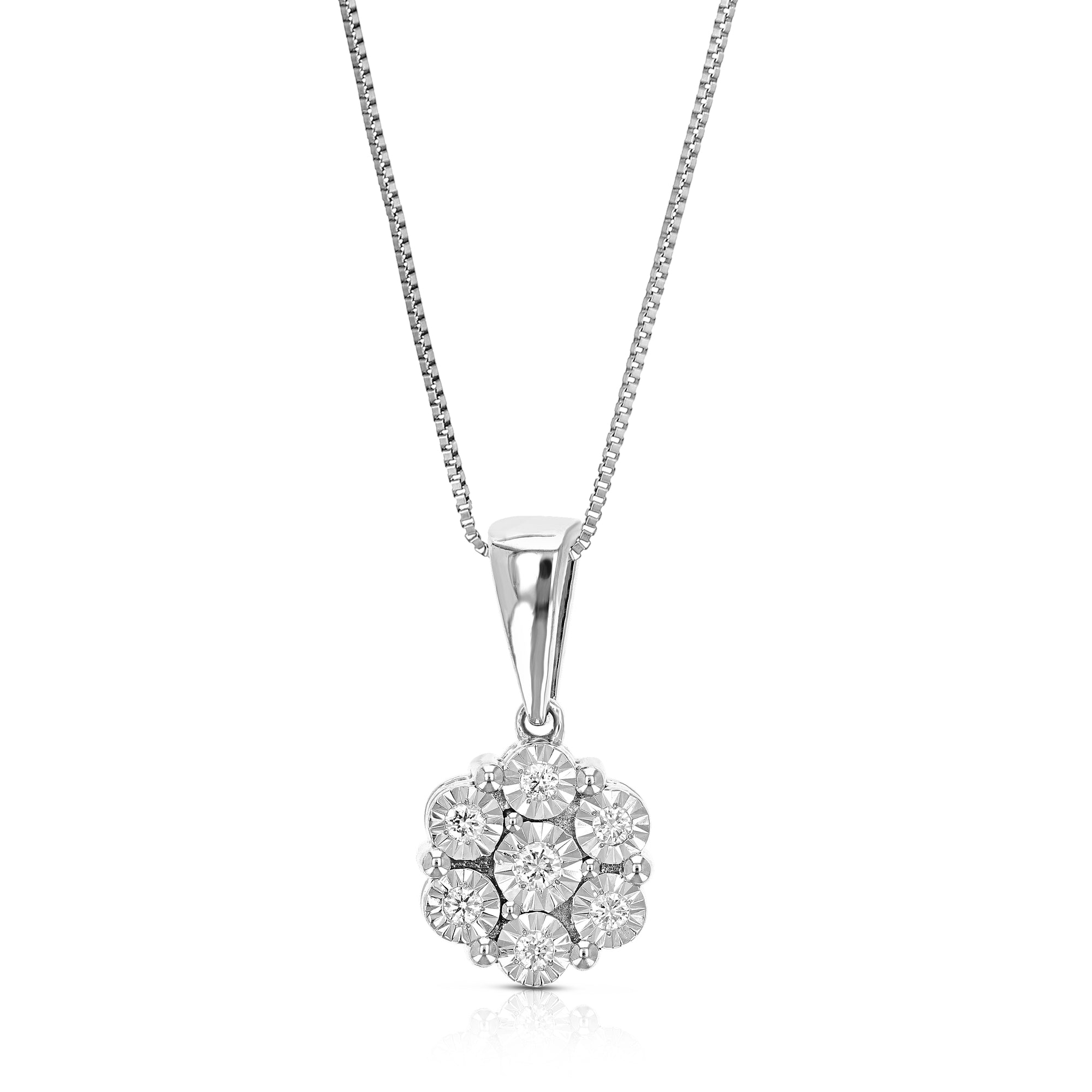 1/8 cttw Diamond Pendant Necklace for Women, Lab Grown Diamond Pendant Necklace in .925 Sterling Silver with Chain, Size 3/4 Inch