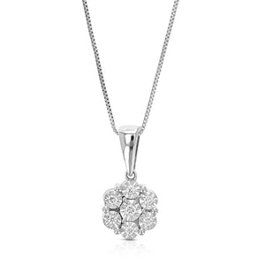 1/8 cttw Diamond Pendant Necklace for Women, Lab Grown Diamond Pendant Necklace in .925 Sterling Silver with Chain, Size 3/4 Inch