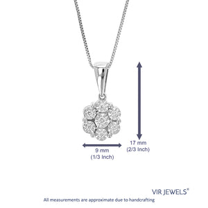 1/8 cttw Diamond Pendant Necklace for Women, Lab Grown Diamond Pendant Necklace in .925 Sterling Silver with Chain, Size 3/4 Inch