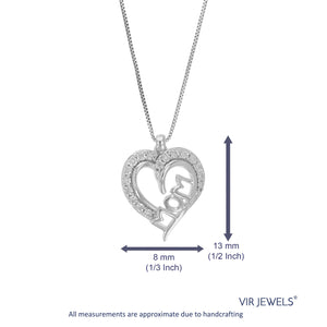 1/10 cttw Diamond Pendant Necklace for Women, Lab Grown Diamond Pendant Necklace in .925 Sterling Silver with Chain, Size 1/2 Inch