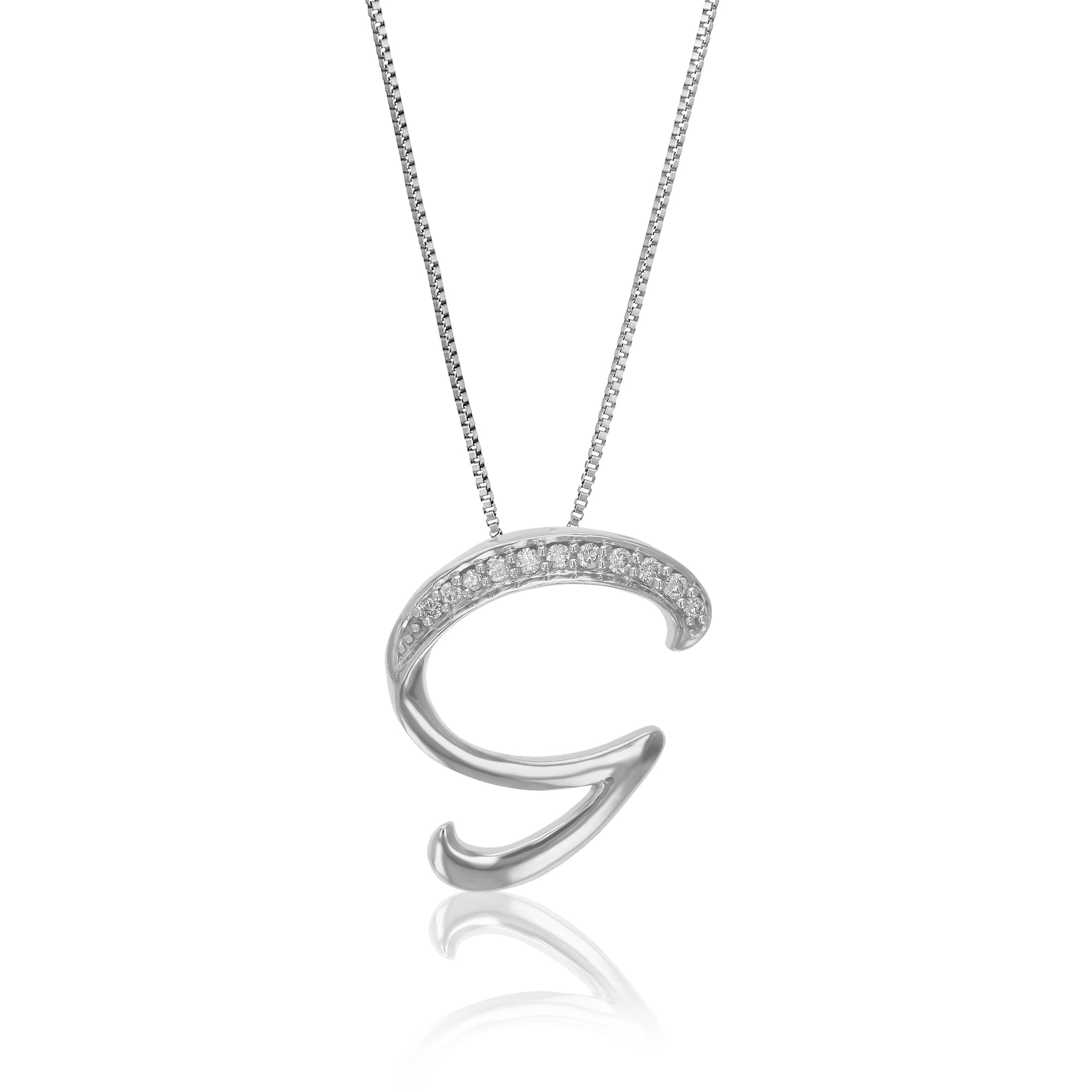 1/12 cttw Diamond Pendant Necklace for Women, Lab Grown Diamond Letter G Pendant Necklace in .925 Sterling Silver with Chain, Size 3/4 Inch