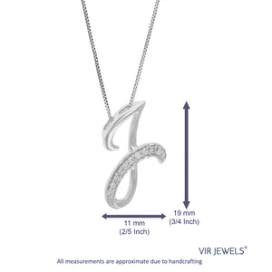 1/12 cttw Diamond Pendant Necklace for Women, Lab Grown Diamond Letter J Pendant Necklace in .925 Sterling Silver with Chain, Size 2/5 Inch
