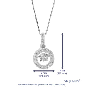 1/12 cttw Diamond Pendant Necklace for Women, Lab Grown Diamond Round Pendant Necklace in .925 Sterling Silver with Chain, Size 1/2 Inch