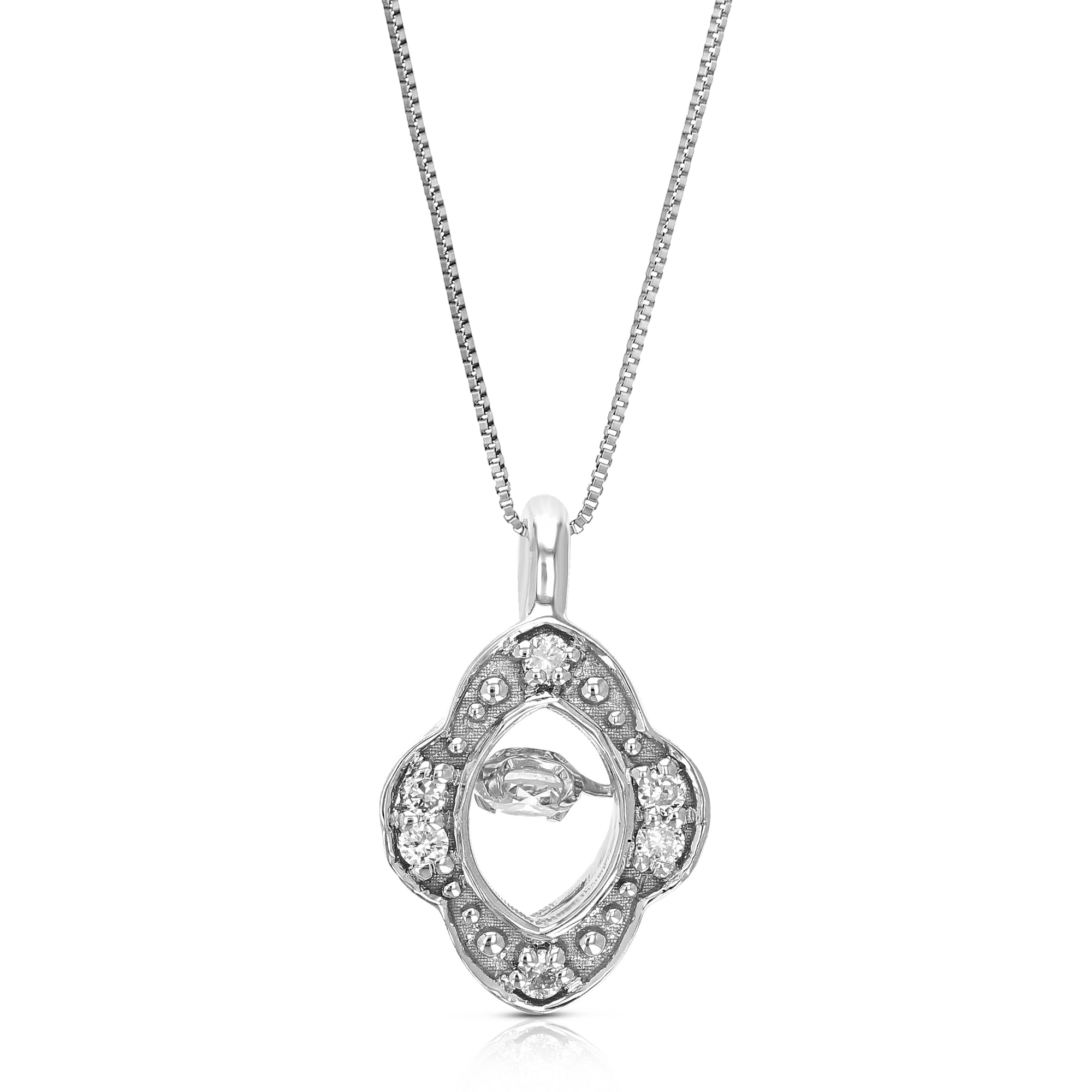 1/12 cttw Lab Grown Diamond Marquise Pendant Necklace .925 Sterling Silver 1/4 Inch with 18 Inch Chain,, Size 2/5 Inch