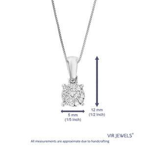1/10 cttw Diamond Pendant Necklace for Women, Lab Grown Diamond Round Pendant Necklace in .925 Sterling Silver with Chain, Size 2/3 Inch