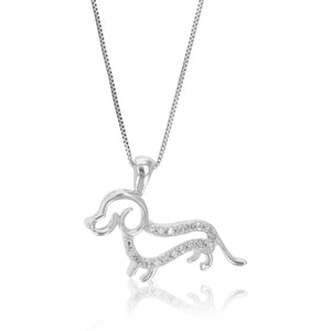 1/10 cttw Diamond Pendant Necklace for Women, Lab Grown Diamond Dog Pendant Necklace in .925 Sterling Silver with Chain, Size 3/4 Inch