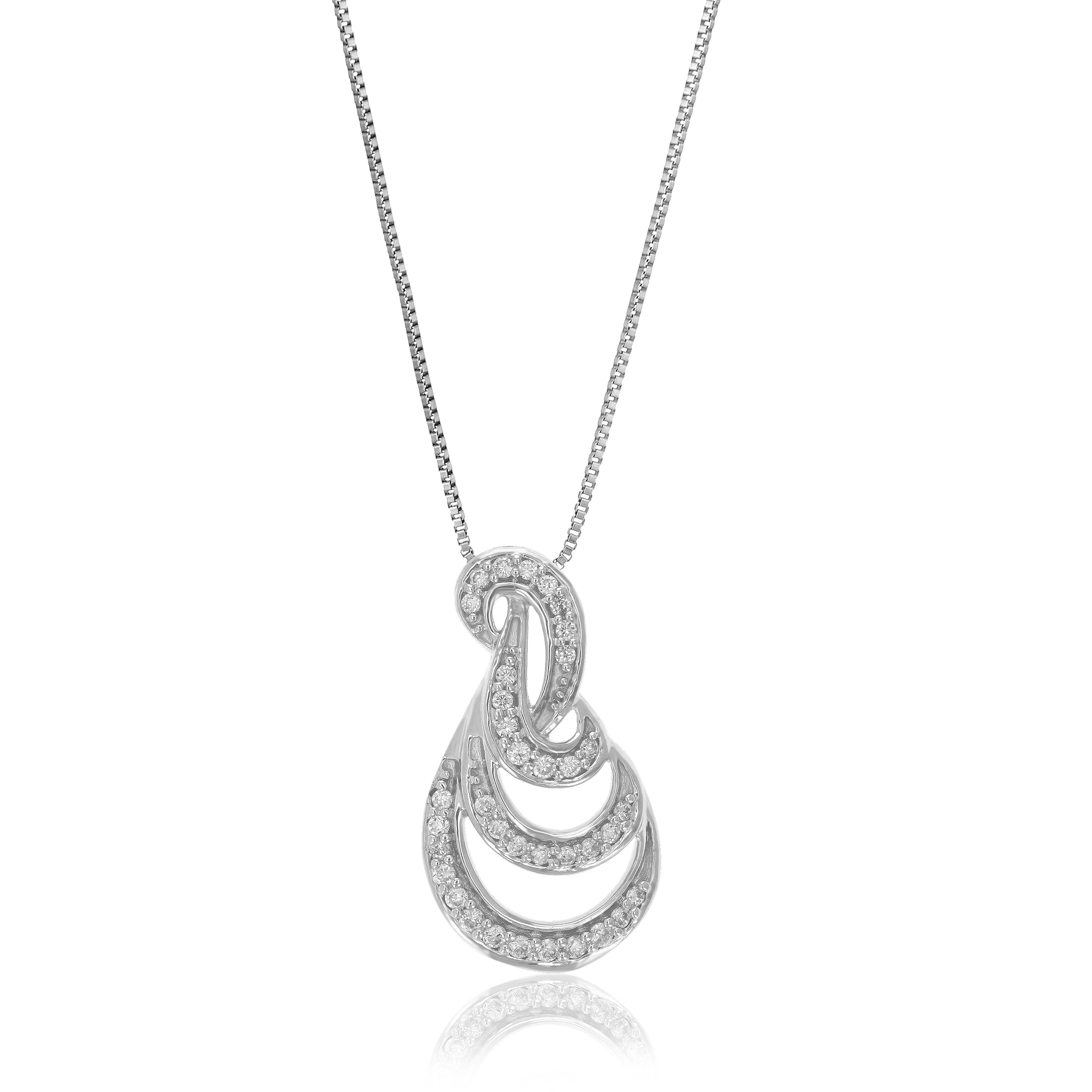 1/6 cttw Diamond Pendant Necklace for Women, Lab Grown Diamond Swirl Pendant Necklace in .925 Sterling Silver with Chain, Size 3/4 Inch