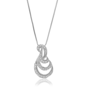 1/6 cttw Diamond Pendant Necklace for Women, Lab Grown Diamond Swirl Pendant Necklace in .925 Sterling Silver with Chain, Size 3/4 Inch