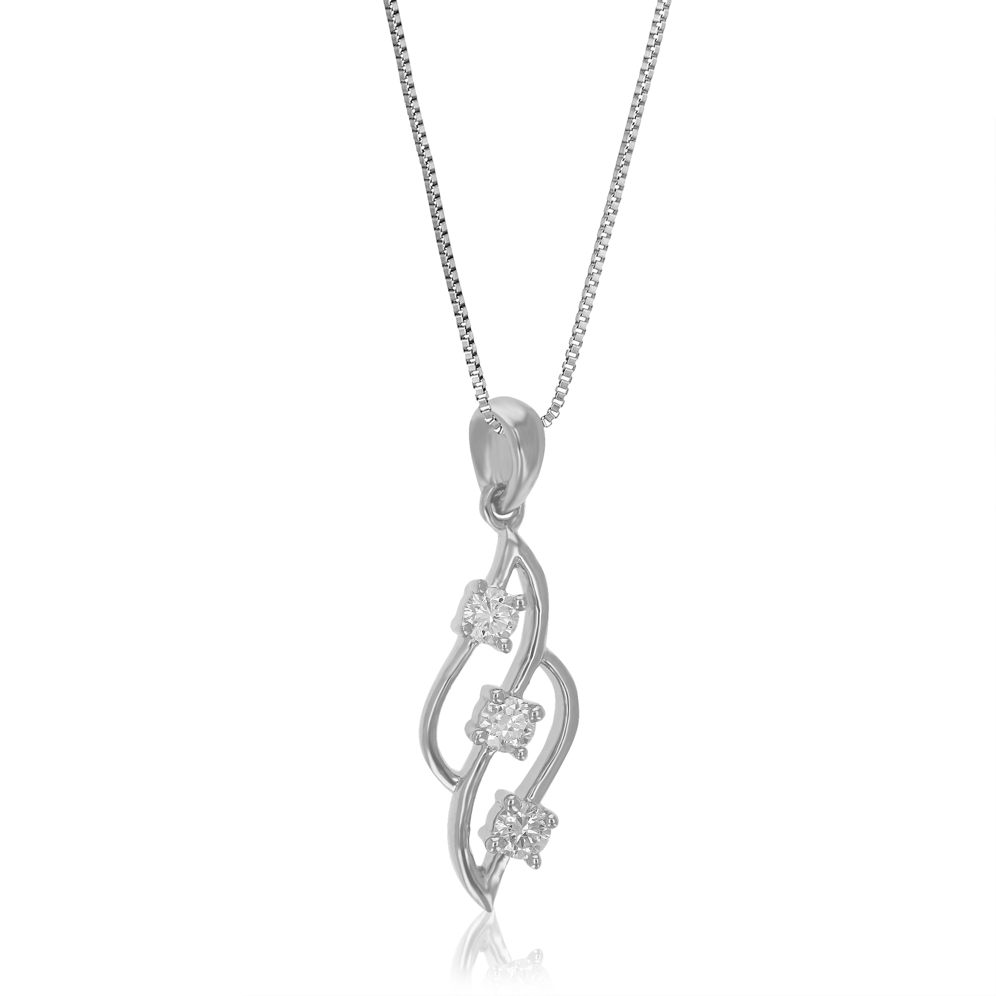 1/6 cttw Diamond Pendant Necklace for Women, Lab Grown Diamond Pendant Necklace in .925 Sterling Silver with Chain, Size 3/4 Inch