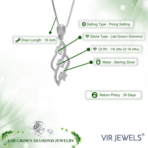 1/6 cttw Diamond Pendant Necklace for Women, Lab Grown Diamond Pendant Necklace in .925 Sterling Silver with Chain, Size 3/4 Inch