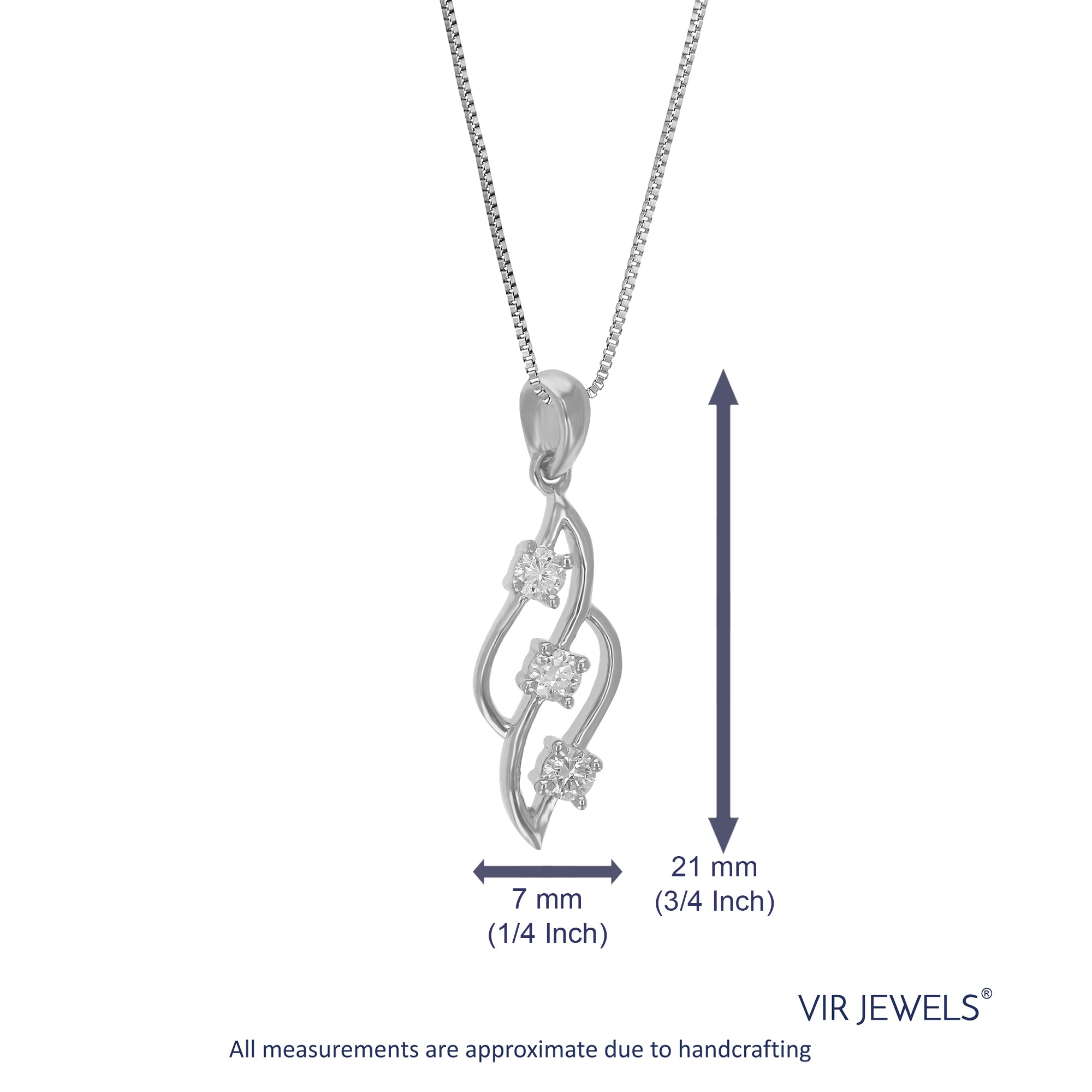 1/6 cttw Diamond Pendant Necklace for Women, Lab Grown Diamond Pendant Necklace in .925 Sterling Silver with Chain, Size 3/4 Inch