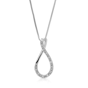 1/10 cttw Lab Grown Diamond Drop Pendant Necklace .925 Sterling Silver 1/3 Inch with 18 Inch Chain, Size 3/4 Inch