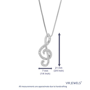 1/10 cttw Diamond Pendant Necklace for Women, Lab Grown Diamond Music Pendant Necklace in .925 Sterling Silver with Chain, Size 1 Inch