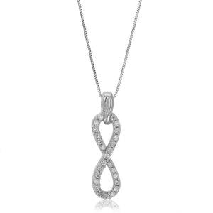 1/10 cttw Diamond Pendant Necklace for Women, Lab Grown Diamond Infinity Pendant Necklace in .925 Sterling Silver with Chain, Size 3/4 Inch