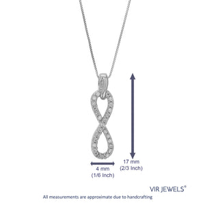 1/10 cttw Diamond Pendant Necklace for Women, Lab Grown Diamond Infinity Pendant Necklace in .925 Sterling Silver with Chain, Size 3/4 Inch