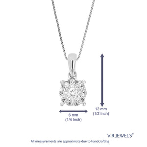 1/6 cttw Diamond Pendant Necklace for Women, Lab Grown Diamond Round Pendant Necklace in .925 Sterling Silver with Chain, Size 1/2 Inch