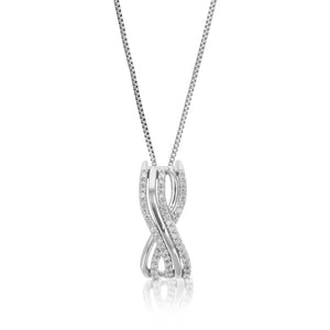 1/6 cttw Diamond Pendant Necklace for Women, Lab Grown Diamond Infinity Pendant Necklace in .925 Sterling Silver with Chain, Size 3/4 Inch