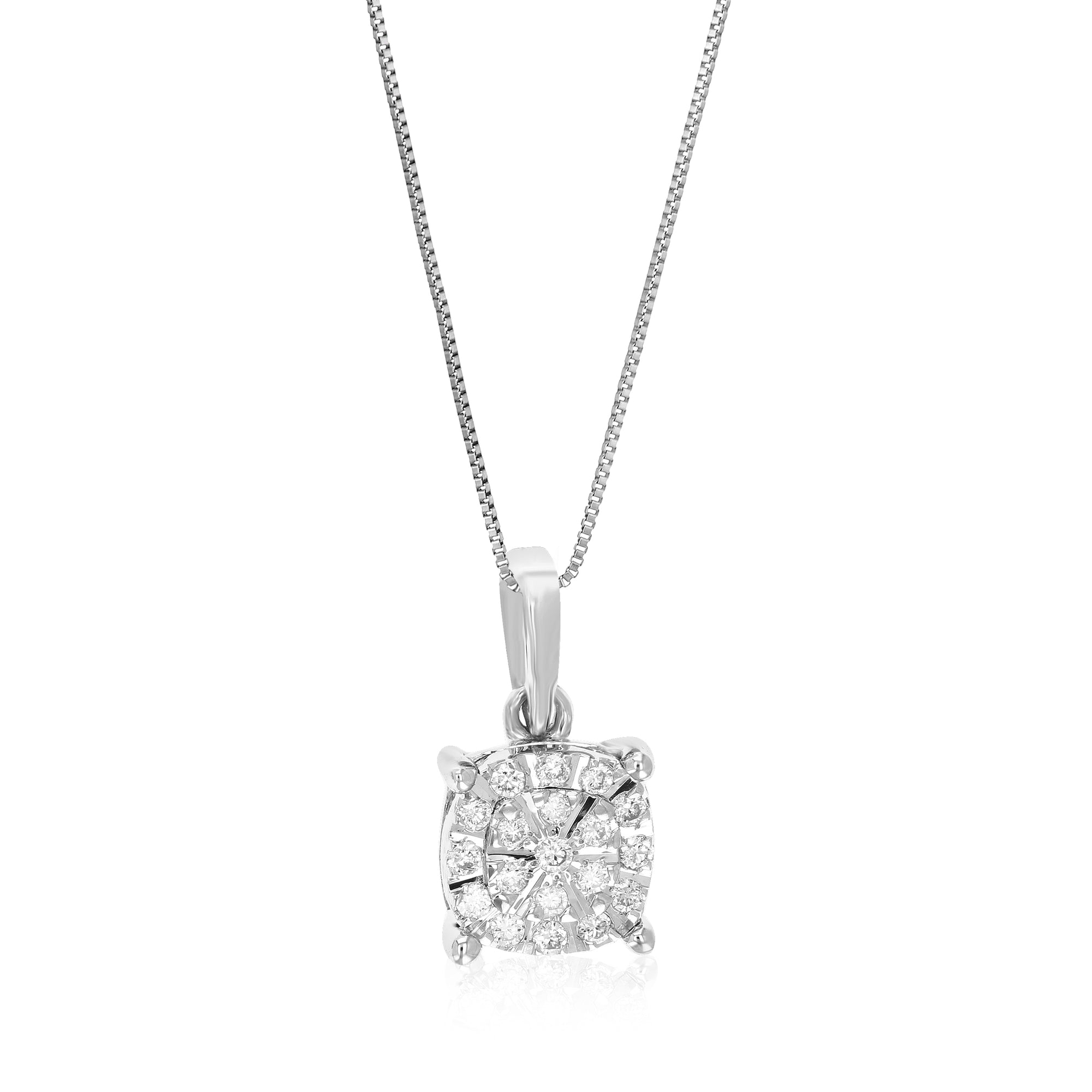 1/10 cttw Diamond Pendant Necklace for Women, Lab Grown Diamond Pendant Necklace in .925 Sterling Silver with Chain, Size 1/2 Inch