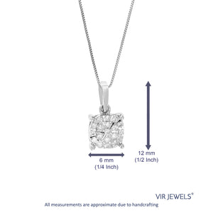 1/10 cttw Diamond Pendant Necklace for Women, Lab Grown Diamond Pendant Necklace in .925 Sterling Silver with Chain, Size 1/2 Inch