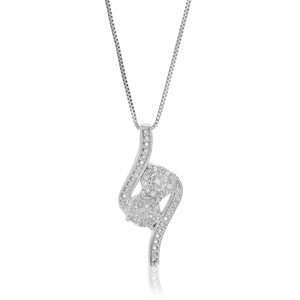 1/6 cttw Diamond Pendant Necklace for Women, Lab Grown Diamond Bypass Pendant Necklace in .925 Sterling Silver with Chain, Size 1 Inch