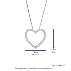 1/6 cttw Diamond Pendant Necklace for Women, Lab Grown Diamond Heart Pendant Necklace in .925 Sterling Silver with Chain, Size 3/4 Inch