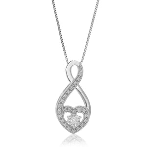 1/6 cttw Diamond Pendant Necklace for Women, Lab Grown Diamond Pendant Necklace in .925 Sterling Silver with Chain, Size 1 Inch