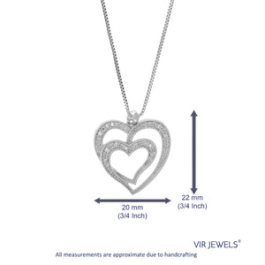 1/10 cttw Diamond Pendant Necklace for Women, Lab Grown Diamond Heart Pendant Necklace in .925 Sterling Silver with Chain, Size 3/4 Inch