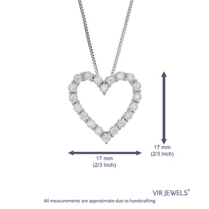 1/4 cttw Diamond Pendant Necklace for Women, Lab Grown Diamond Heart Pendant Necklace in .925 Sterling Silver with Chain, Size 2/3 Inch