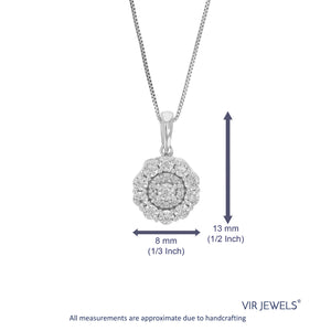 1/12 cttw Diamond Pendant Necklace for Women, Lab Grown Diamond Pendant Necklace in .925 Sterling Silver with Chain, Size 1/2 Inch