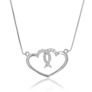 1/6 cttw Diamond Pendant Necklace for Women, Lab Grown Diamond Heart Pendant Necklace in .925 Sterling Silver with Chain, Size 1/2 Inch