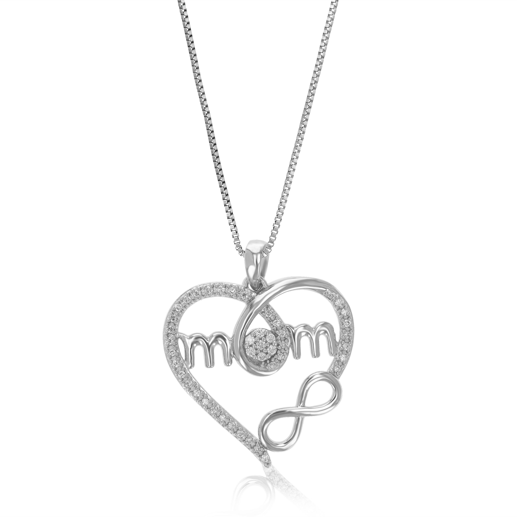 1/6 cttw Diamond Pendant Necklace for Women, Lab Grown Diamond Heart Pendant Necklace in .925 Sterling Silver with Chain, Size 1 Inch