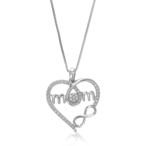 1/6 cttw Diamond Pendant Necklace for Women, Lab Grown Diamond Heart Pendant Necklace in .925 Sterling Silver with Chain, Size 1 Inch