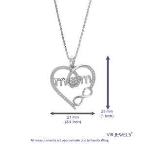 1/6 cttw Diamond Pendant Necklace for Women, Lab Grown Diamond Heart Pendant Necklace in .925 Sterling Silver with Chain, Size 1 Inch