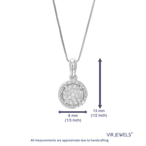 1/10 cttw Diamond Pendant Necklace for Women, Lab Grown Diamond Round Pendant Necklace in .925 Sterling Silver with Chain, Size 1/2 Inch