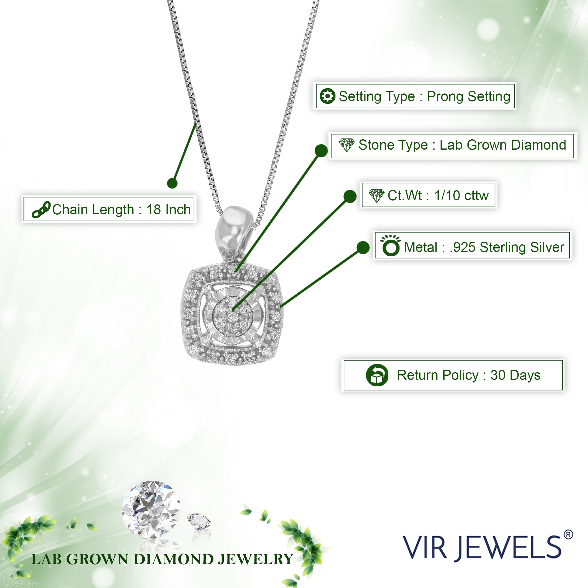 Cushion Cluster Lab Diamond Pendant Necklace