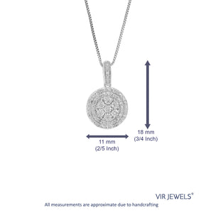 1/10 cttw Diamond Pendant Necklace for Women, Lab Grown Diamond Round Pendant Necklace in .925 Sterling Silver with Chain, Size 3/4 Inch