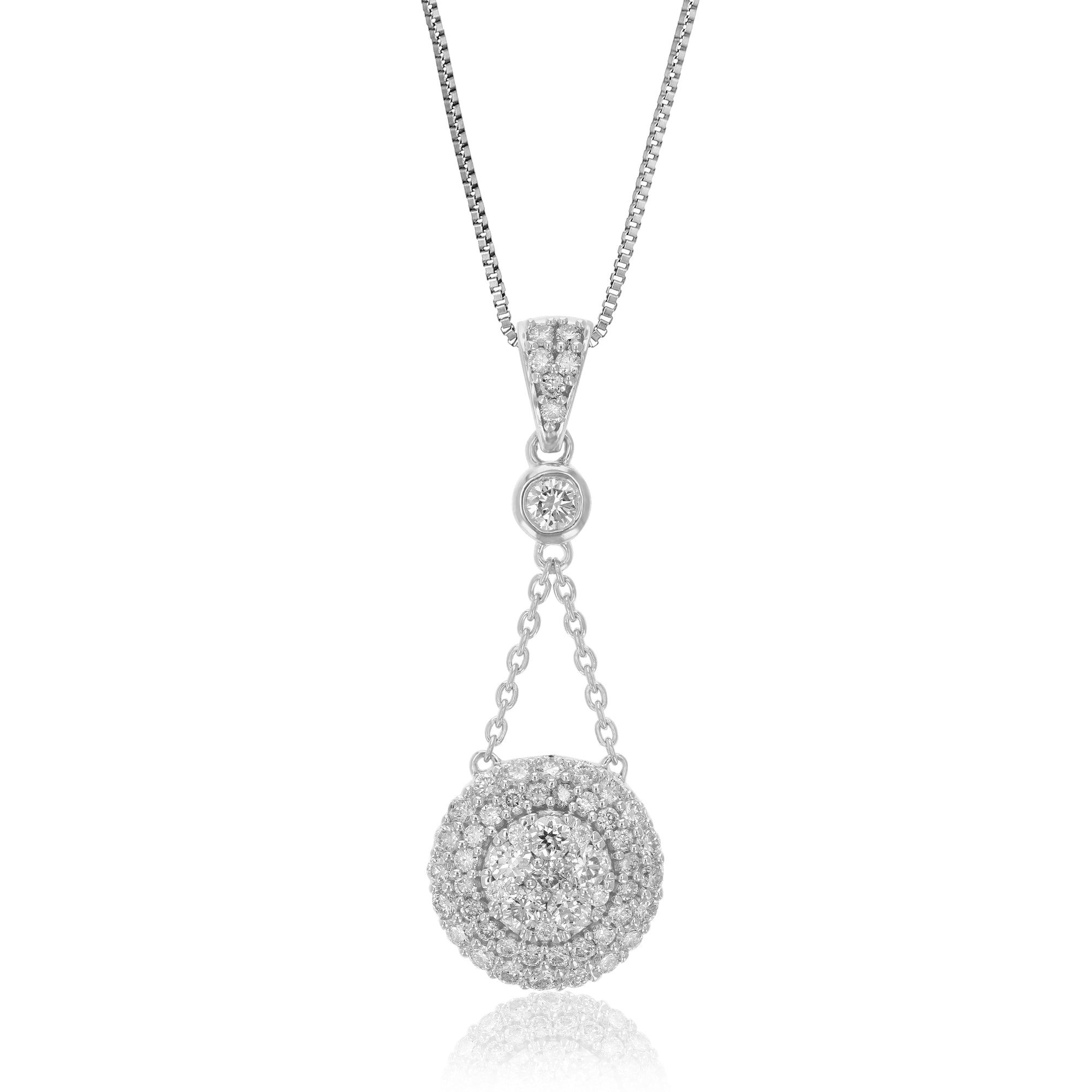3/4 cttw Diamond Pendant Necklace for Women, Lab Grown Diamond Pendant Necklace in .925 Sterling Silver with Chain, Size 1 1/4 Inch