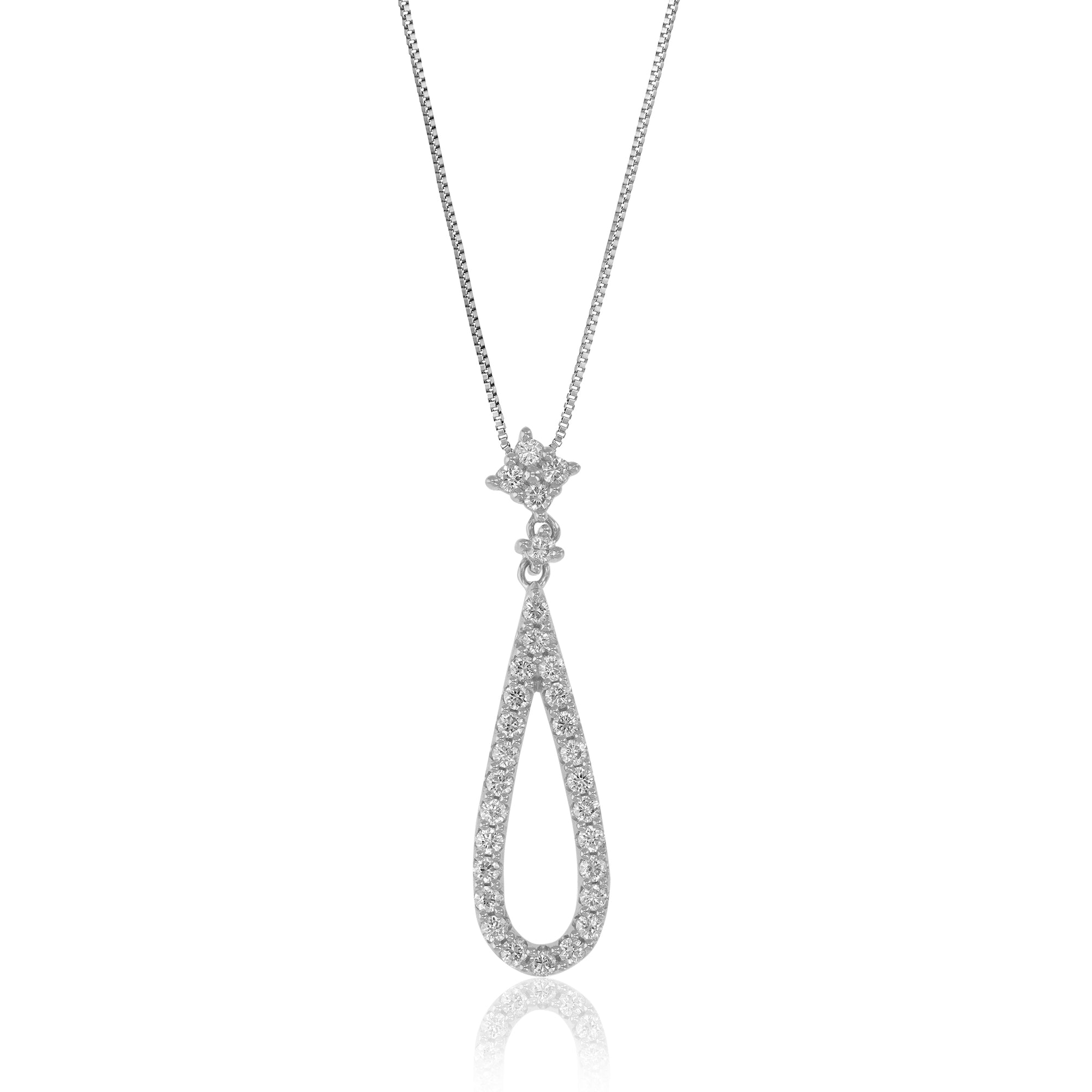 2/3 cttw Diamond Pendant Necklace for Women, Lab Grown Diamond Drop Pendant Necklace in .925 Sterling Silver with Chain, Size 1 1/2 Inch