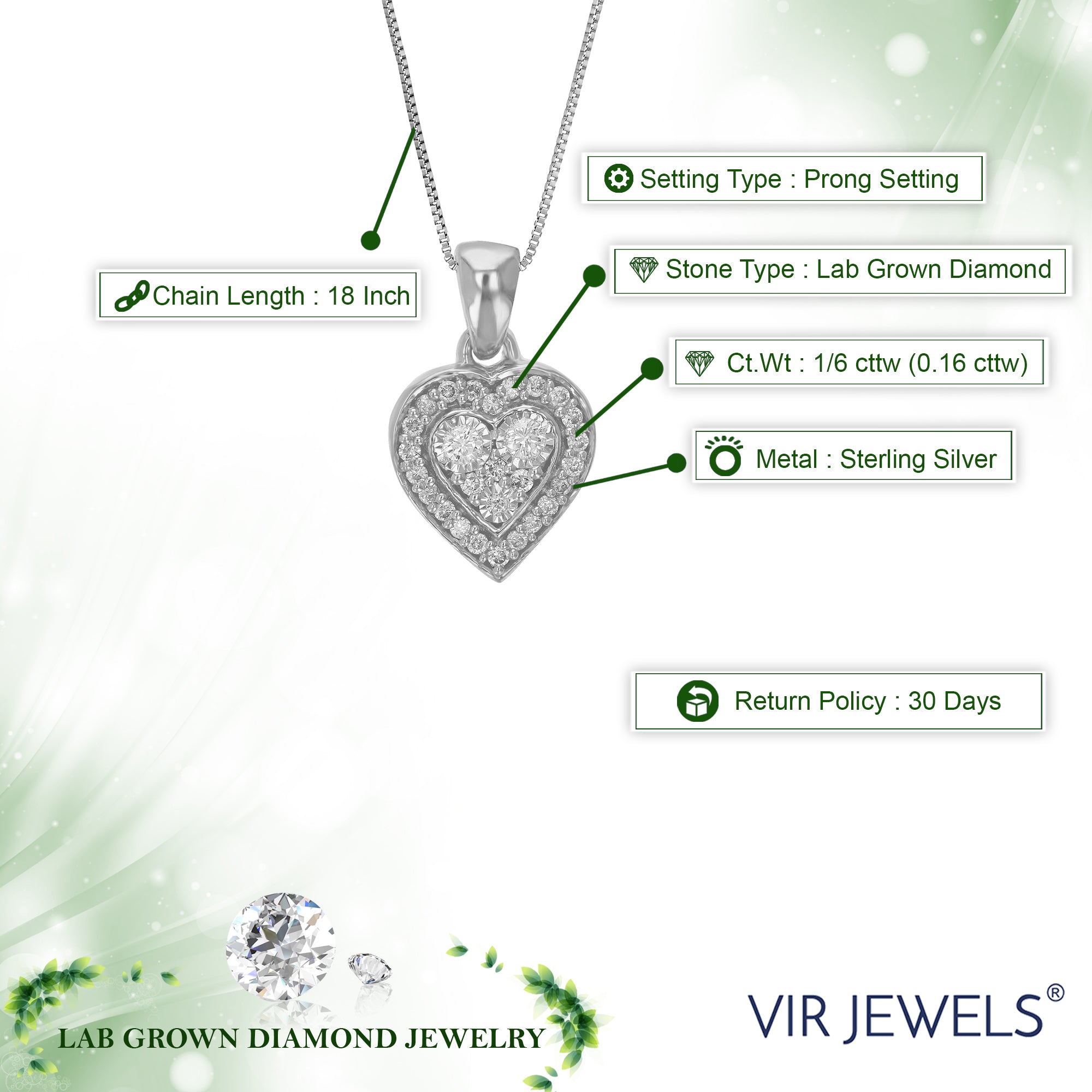 Composite Heart Diamond Pendant