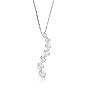1/12 cttw Diamond Pendant Necklace for Women, Lab Grown Diamond Drop Pendant Necklace in .925 Sterling Silver with Chain, Size 3/4 Inch