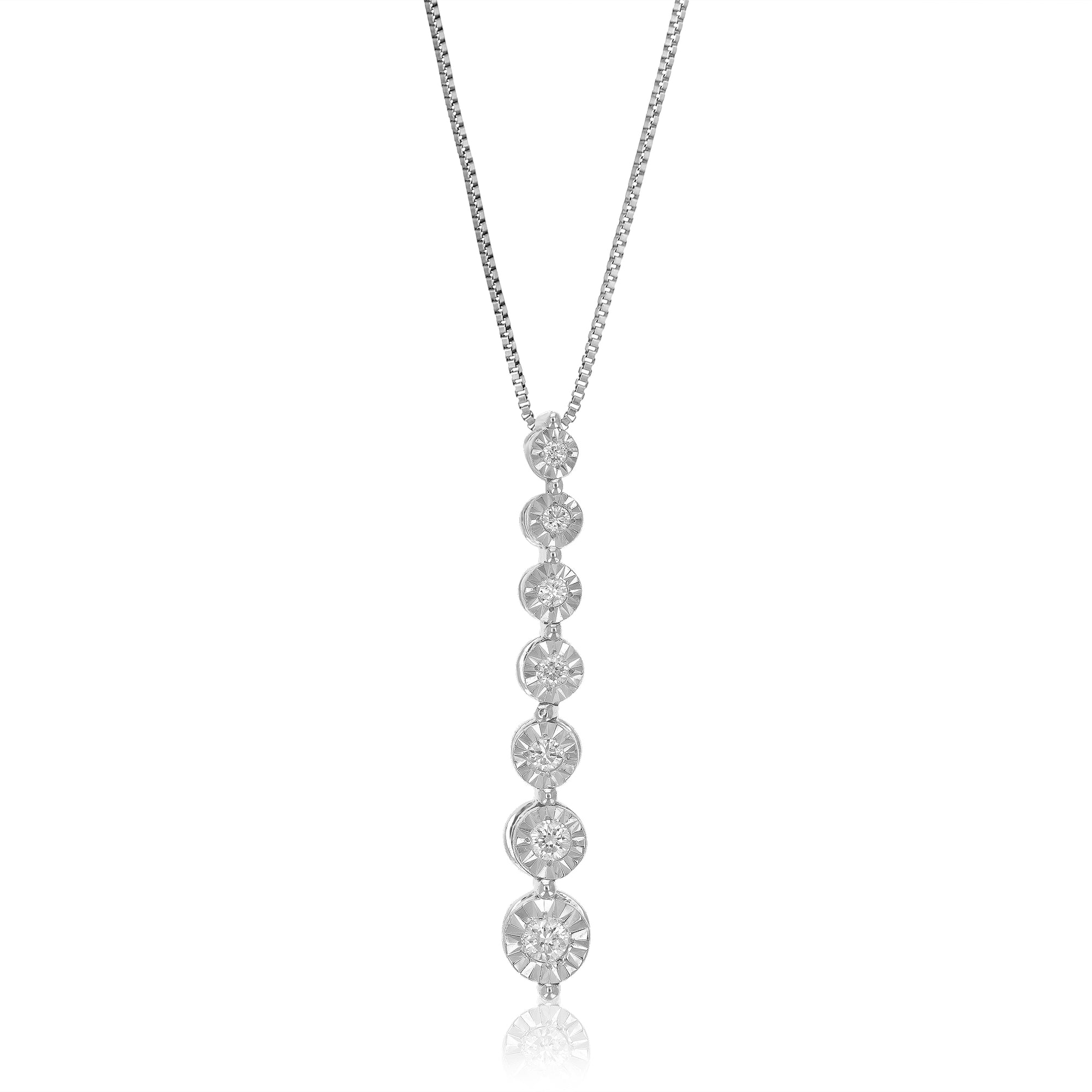 1/10 cttw Diamond Pendant Necklace for Women, Lab Grown Diamond Drop Pendant Necklace in .925 Sterling Silver with Chain, Size 1 Inch