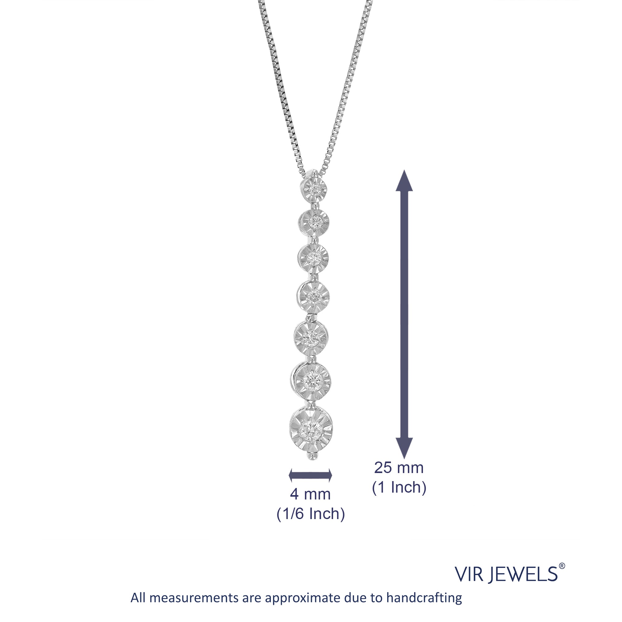 1/10 cttw Diamond Pendant Necklace for Women, Lab Grown Diamond Drop Pendant Necklace in .925 Sterling Silver with Chain, Size 1 Inch