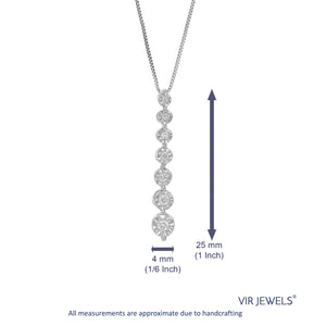 1/10 cttw Diamond Pendant Necklace for Women, Lab Grown Diamond Drop Pendant Necklace in .925 Sterling Silver with Chain, Size 1 Inch