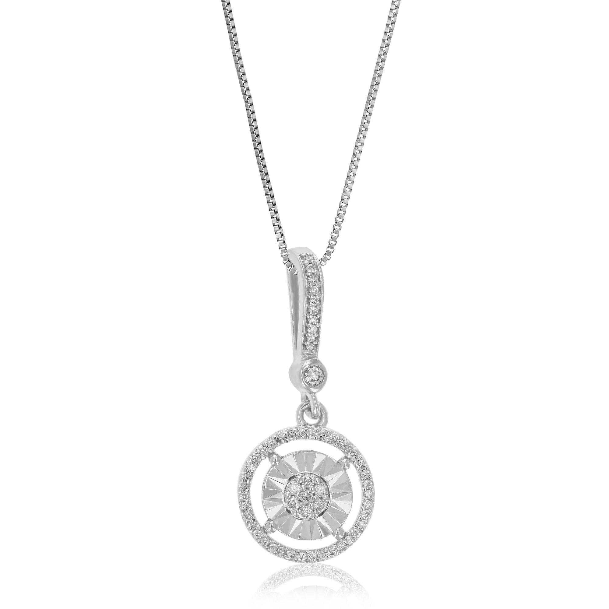 1/10 cttw Diamond Pendant Necklace for Women, Lab Grown Diamond Pendant Necklace in .925 Sterling Silver with Chain, Size 3/4 Inch