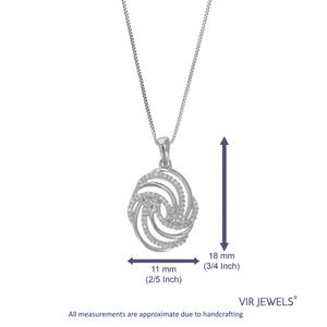 1/10 cttw Diamond Pendant Necklace for Women, Lab Grown Diamond Swirl Pendant Necklace in .925 Sterling Silver with Chain, Size 3/4 Inch
